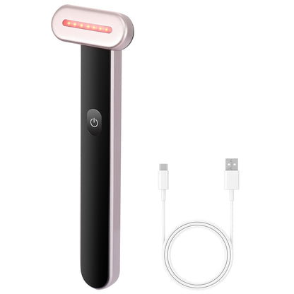 7-Color LED Red Light Therapy Wand for Face & Neck – Microcurrent Facial Massager with Heating Therapy