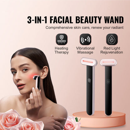 7-Color LED Red Light Therapy Wand for Face & Neck – Microcurrent Facial Massager with Heating Therapy