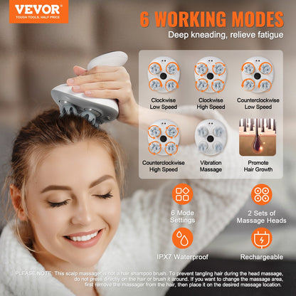 Rechargeable Electric Scalp Massager – Waterproof Portable Head Massager for Hair Care & Relaxation
