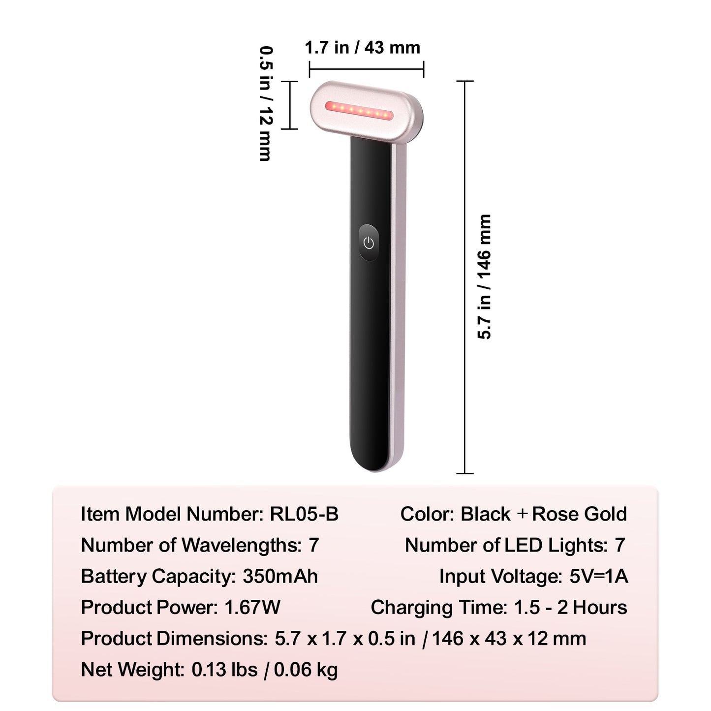 7-Color LED Red Light Therapy Wand for Face & Neck – Microcurrent Facial Massager with Heating Therapy